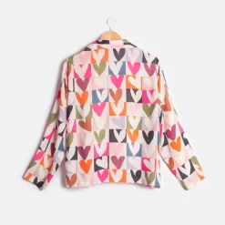 Multi Colour Block Hearts Pyjama Shirt><noscript><img width=