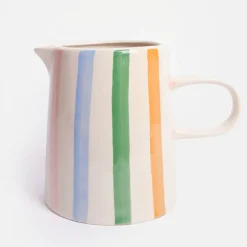 Multi Stripe Hand Painted Stoneware Jug>Caroline Gardner Best