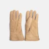 Natural/Silver Metallic Shearling Gloves>Caroline Gardner New