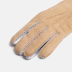Natural/Silver Metallic Shearling Gloves><noscript><img width=
