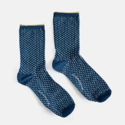 Navy Blue Small Dot Sparkle Socks>Caroline Gardner Online