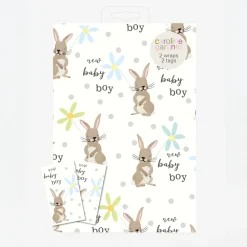 New Baby Boy Bunnies Wrapping Paper and Tags Set of 2>Caroline Gardner Hot