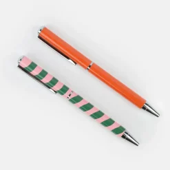 Orange & Pink/Green Wave Stripe Pen Set of 2>Caroline Gardner Flash Sale