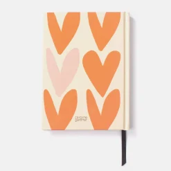 Orange/Pale Pink Hearts Address and Birthday Book><noscript><img width=
