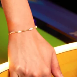 Pearl/Gold Plated Amelia Bracelet><noscript><img width=