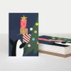 Penguin & Presents Small Christmas Card Pack of 10>Caroline Gardner Clearance