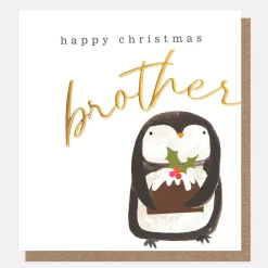Penguin With Pudding Happy Christmas Brother Card>Caroline Gardner Discount