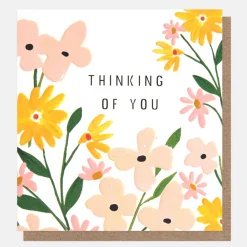 Pink & Yellow Flowers Thinking of You Card>Caroline Gardner Cheap