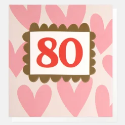 Pink Hearts 80th Birthday Card>Caroline Gardner Outlet