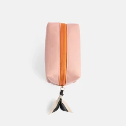 Pink/Orange Nylon Mini Cube Cosmetic Bag><noscript><img width=