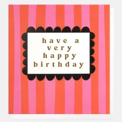 Pink/Orange Stripes Birthday Card>Caroline Gardner Online