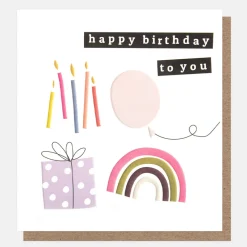Rainbow & Candles Birthday Card>Caroline Gardner Flash Sale
