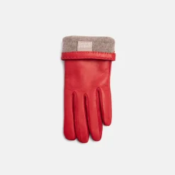 Red Leather Cashmere-Lined Gloves><noscript><img width=