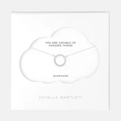 Silver Circle CZ Necklace><noscript><img width=