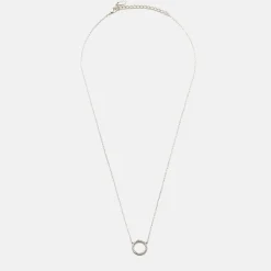 Silver Circle CZ Necklace><noscript><img width=