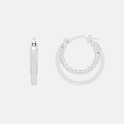 Silver Double Twisted Hoop Earrings>Caroline Gardner Cheap