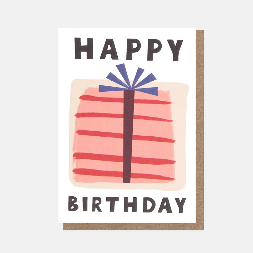 Stripy Present Happy Birthday Card>Caroline Gardner Clearance