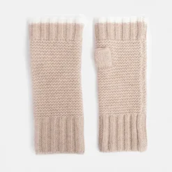 Taupe/Cream Cashmere Link Knit Wrist Warmers>Caroline Gardner Cheap