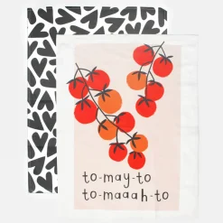 Tomato/Mono Hearts Tea Towel Set of 2>Caroline Gardner Best Sale