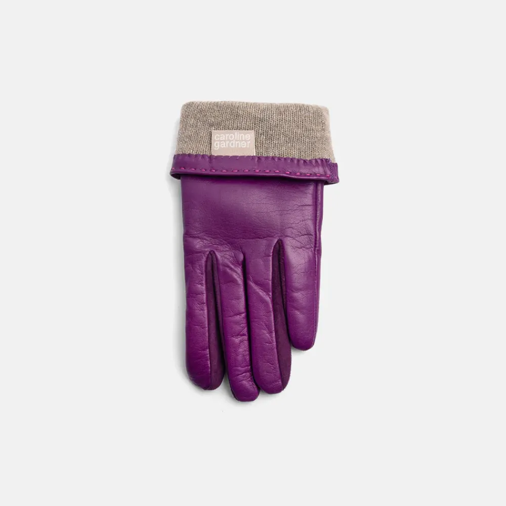 Violet Leather Cashmere-Lined Gloves>Caroline Gardner Online