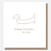 Wire Sausage Dog Birthday Card>Caroline Gardner Online